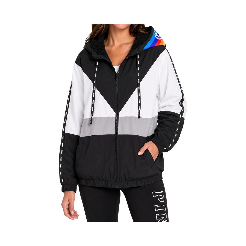 Victoria’s Secret PINK Sherpa Lined Campus Anorak Windbreaker M/L